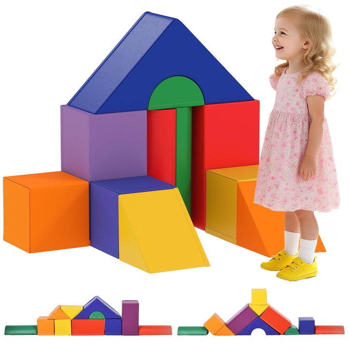 HOMCOM 11 TLG. Schaumstoff Bausteine Kinder Softbausteine Klettern toben Bauklötze Weiche Schaumstof
