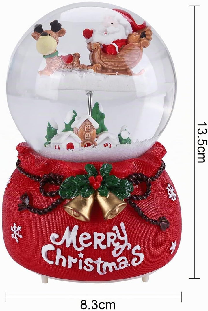 Schneekugel Weihnachtsmann Deko Schüttelkugel Musik Kristallkugel mit Schneeflocken Nachtlicht Glask