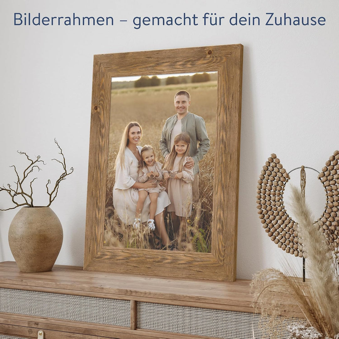 WANDStyle Bilderrahmen Strandhaus Stil 30x40cm I Farbe: Eiche-Optik I Fotorahmen I Holzbilderrahmen