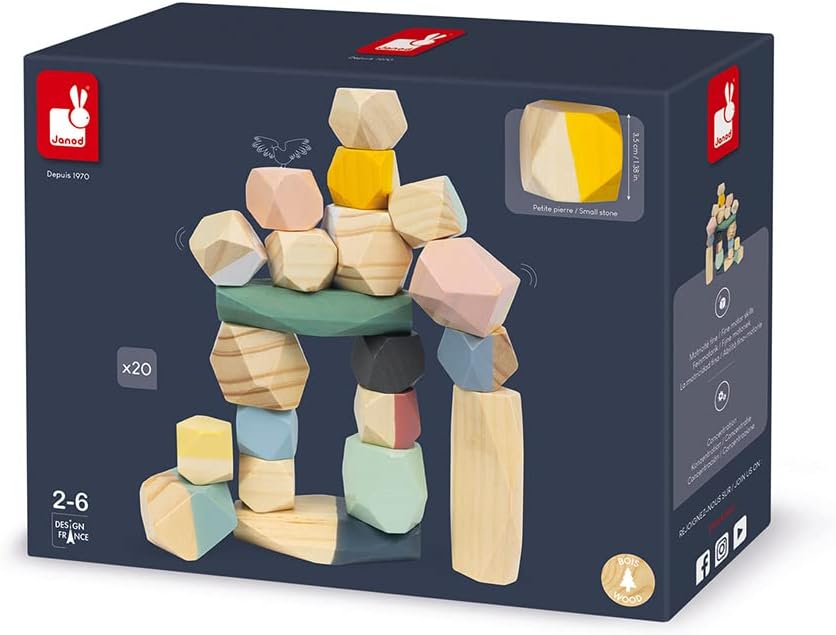 Janod - Bausteine aus Holz - Kollektion Sweet Cocoon - Baby- und Kleinkindspielzeug Farbe auf Wasser