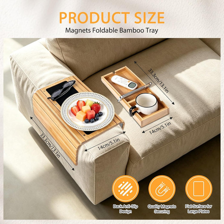 Natural Sofatablett Armlehne, Sofa Tablett, Couch Tablett Armlehne, Sofaablage, Home Organizer Platz