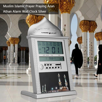 Islamischer Azan Wecker Muslim Azan Wanduhr Gebet Uhr Digital Alarm Athan Ha-4004 Azan Uhr Silber