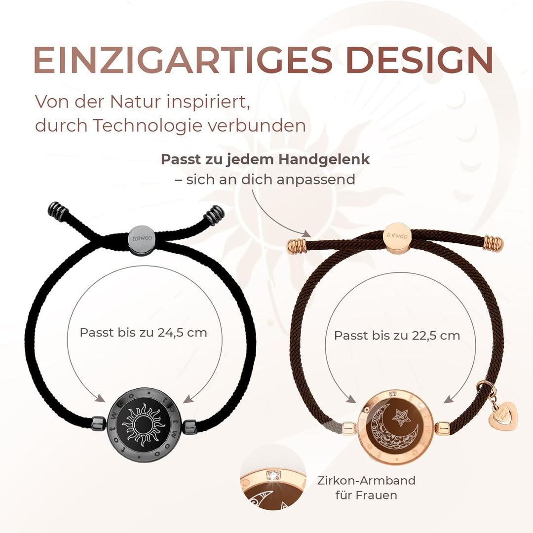 TOTWOO Pärchen Armband Paar Geschenke Partnerarmbänder mit Berührung Fernbeziehungsgeschenk für Lang