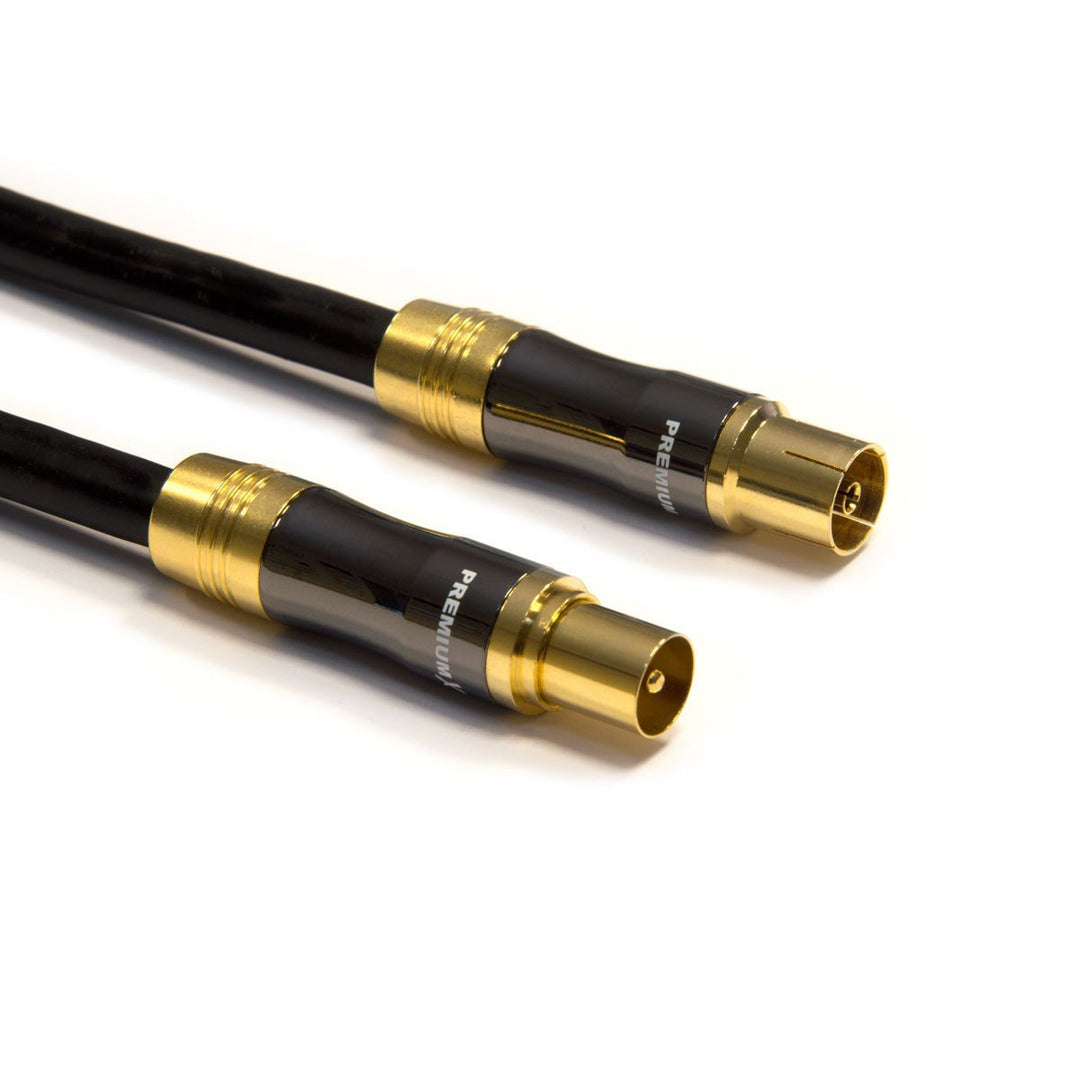 Premium X 25m Gold-Line TV Antennenkabel Schwarz IEC-Anschlusskabel Koax Stecker - Kupplung Koaxialk