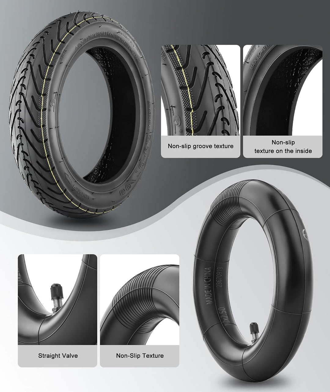 SYACHI Reifen 60/70-6.5 Tubeless Reifen Ersatzräder und Elektroroller Schlauch 10 Zoll Scooter Ersat