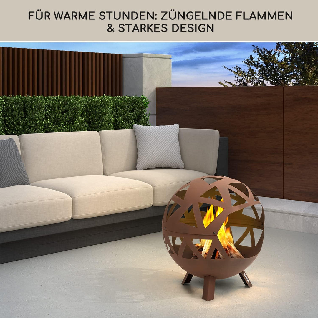 Blumfeldt Feuerschale, Robuste Outdoor Stahl-Feuerschale Gross für Balkon & Camping, Mobile Feuersch