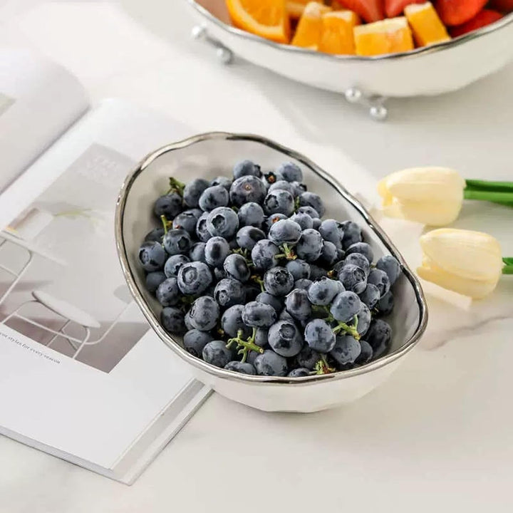XUDREZ Obst Etagere mit 3 Etagen Obstschalen aus Keramik, Platzsparendes Obstkorb Etagere für die Fa