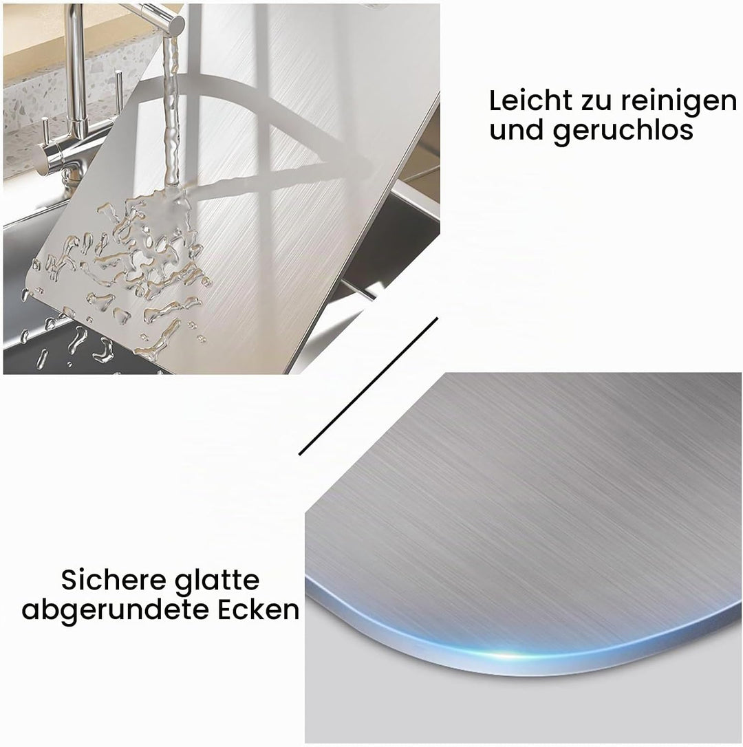 3 Stück Titan Schneidebrett Set, 304 Edelstahl Titanium Cutting Board, Doppelseitiges Lebensmittel G