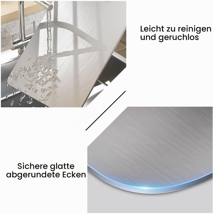 3 Stück Titan Schneidebrett Set, 304 Edelstahl Titanium Cutting Board, Doppelseitiges Lebensmittel G