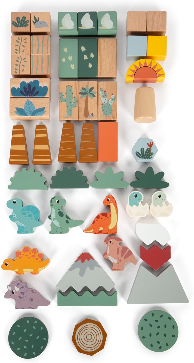 small foot Holzbausteine „Dino“, Bausteine-Set aus FSC 100%-zertifiziertem Holz, für Kinder ab 1 Jah