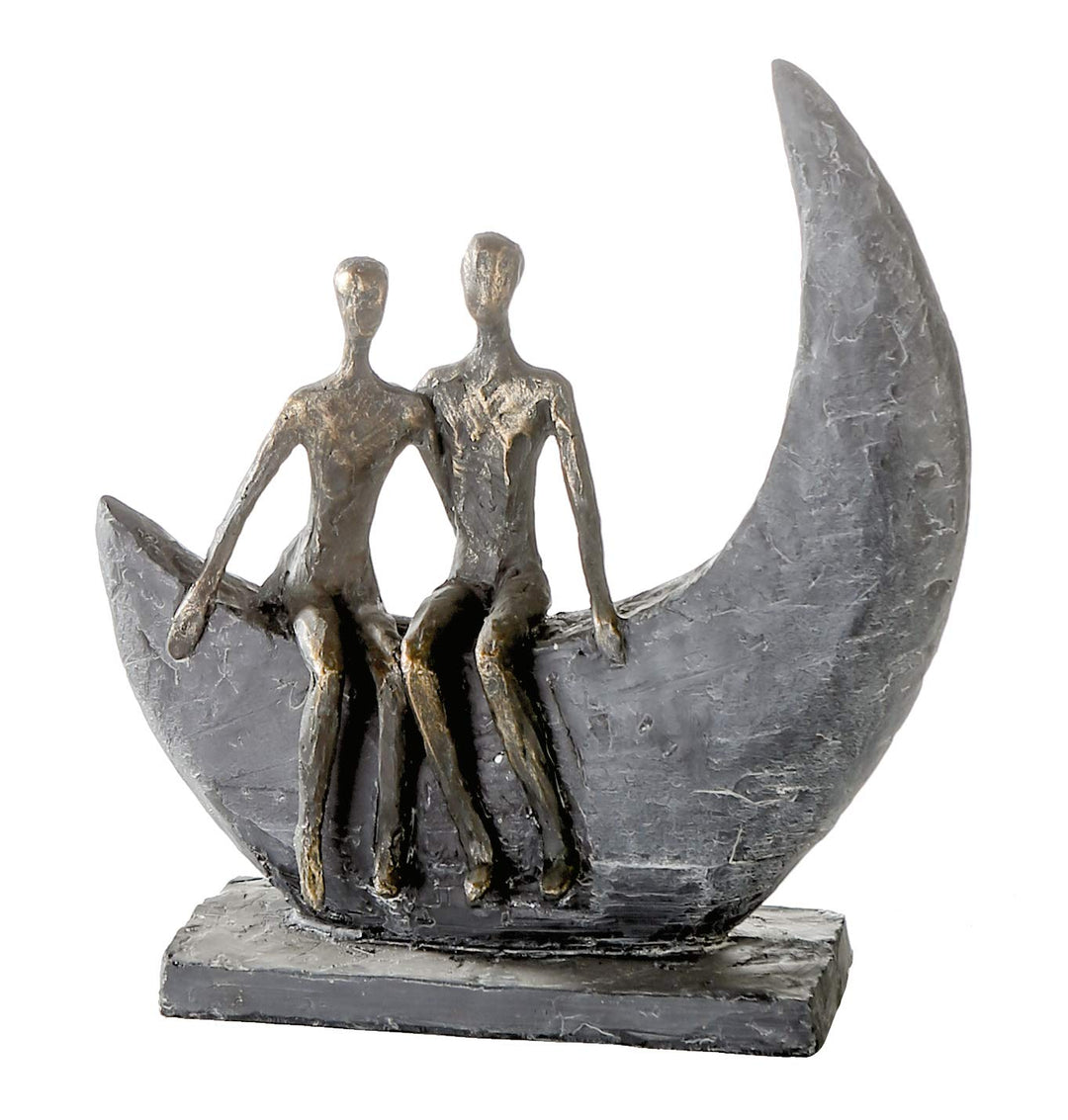 Casablanca - Skulptur Figur Moon Poly bronzefarbene Figur Basis dunkelgrau mit Zertifikat und Spruch