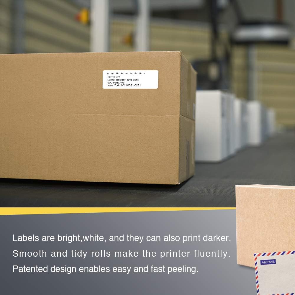 BETCKEY - 25mm x 76mm(1 in x 3 in) Perforierte Barcode/Adresse Thermoetiketten Kompatibel mit Zebra
