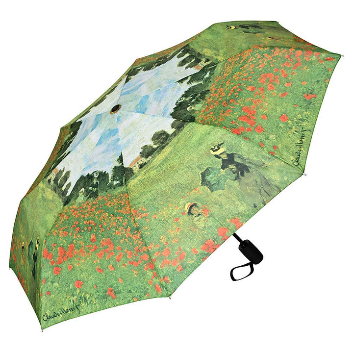VON LILIENFELD Taschenschirm Regenschirm Claude Monet: Mohnblumenfeld Windfest Auf-Zu-Automatik Stab