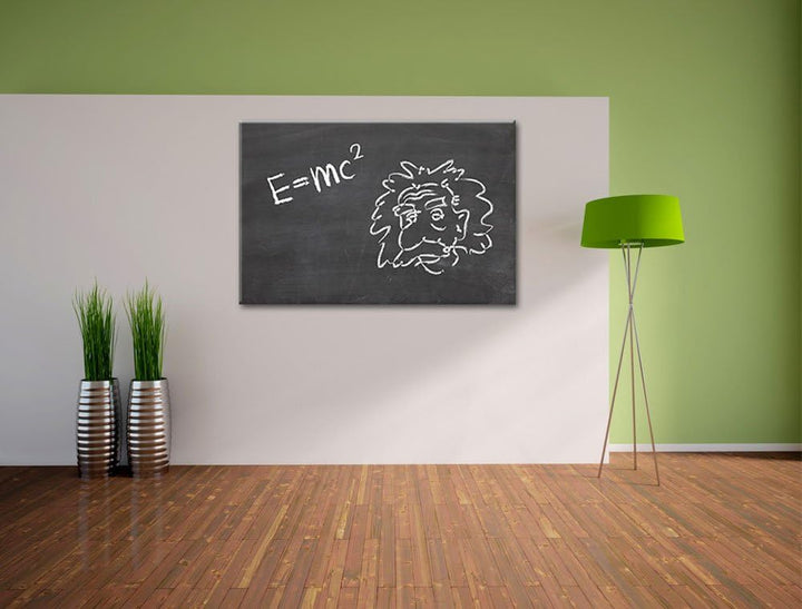 Albert Einstein M=c Format: 100x70 auf Leinwand, XXL riesige Bilder fertig gerahmt mit Keilrahmen, K