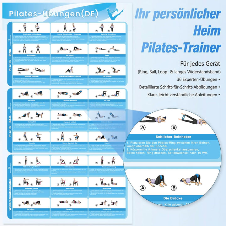 Pilates Set - Pilates Ball, Pilates Ring, Pilates Socken, 3 Stufen Fitnessbänder and Terrabänder, Pi
