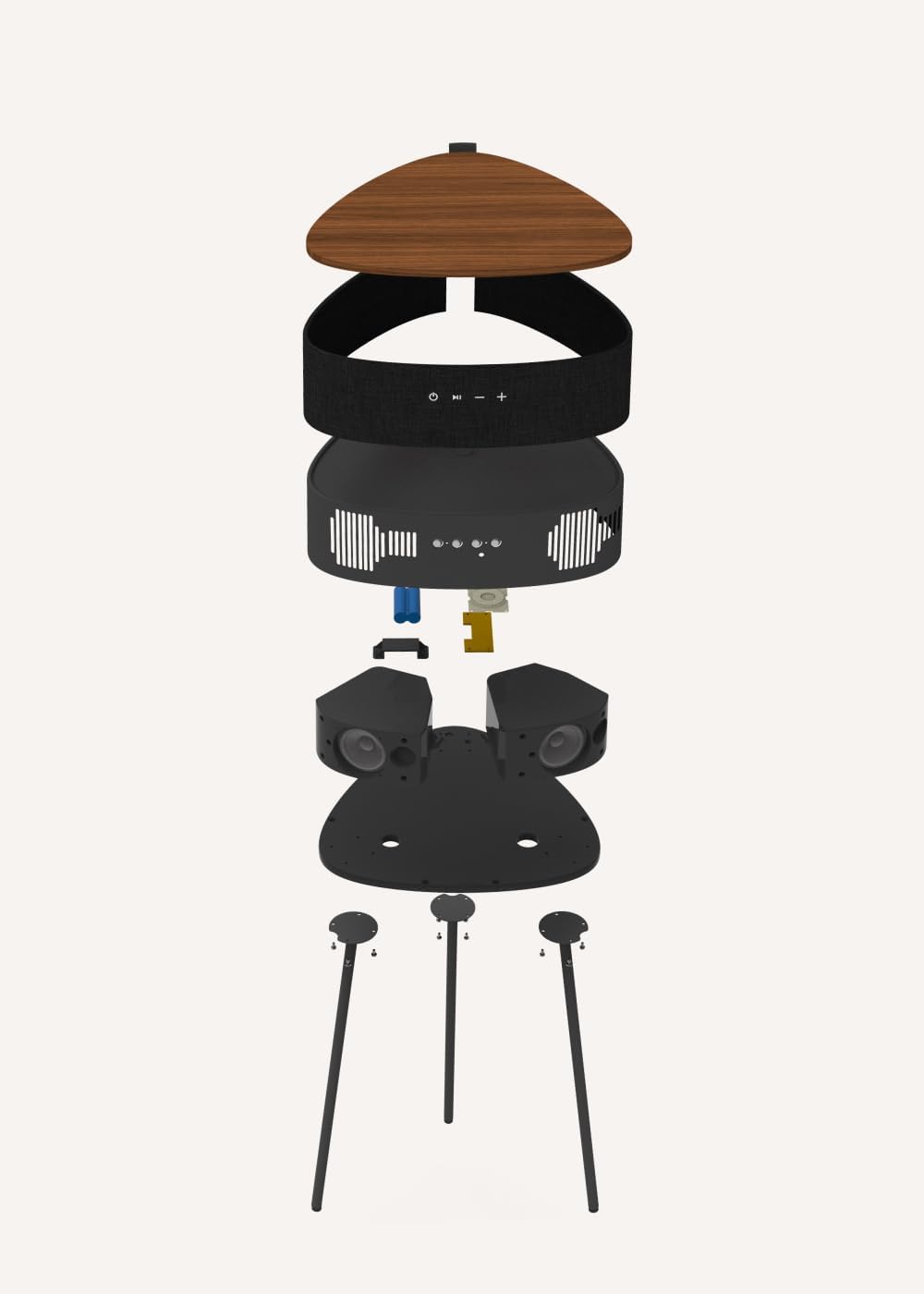 CREATE / Speaker Table 180 / Tischlautsprecher aus Dunkelholz/Unidirektionale Tonqualität 180º, Blue