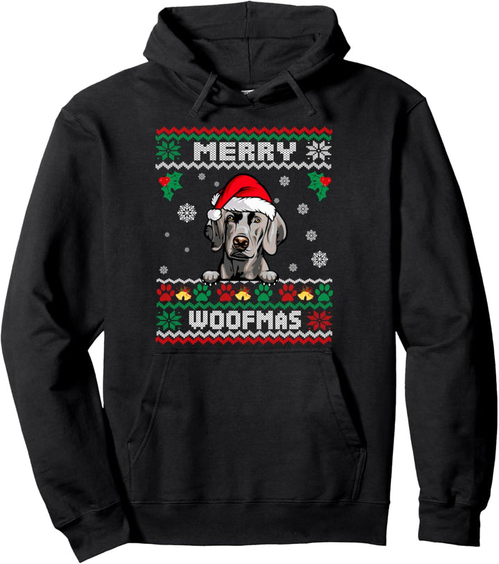 Frohe Woofmas Weimaraner Hund Lustige Weihnachten Ugly Xmas Pullover Hoodie