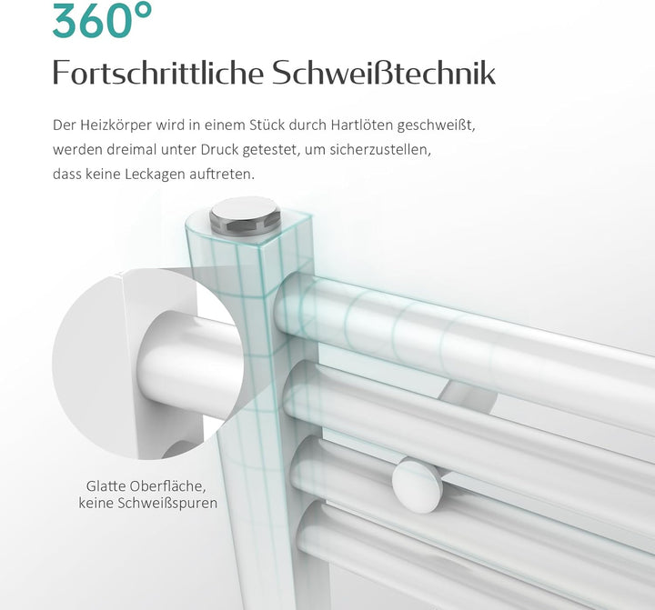 EMKE Handtuchtrockner Badheizkörper Heizkörper Gerade Weiss Bad-Heizkörper Mittelanschluss oder Seit