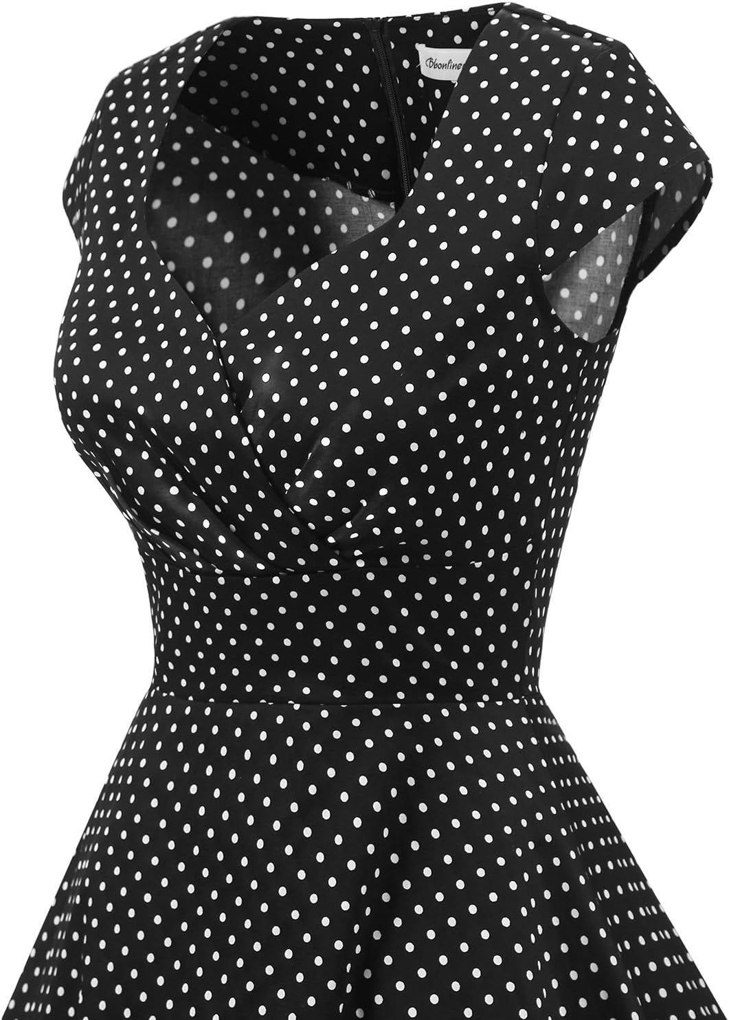 Bbonlinedress 1950er Vintage Retro Cocktailkleid Rockabilly V-Ausschnitt Faltenrock XS Black Small W