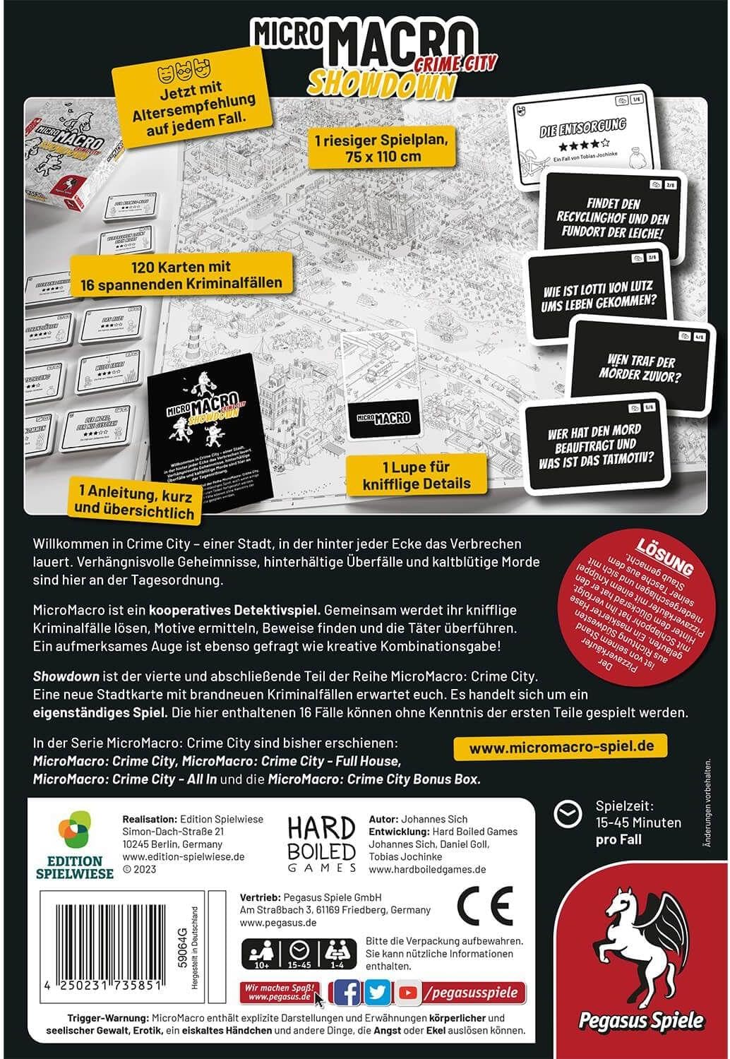 Pegasus Spiele MicroMacro: Crime City 4 – Showdown (Edition Spielwiese)