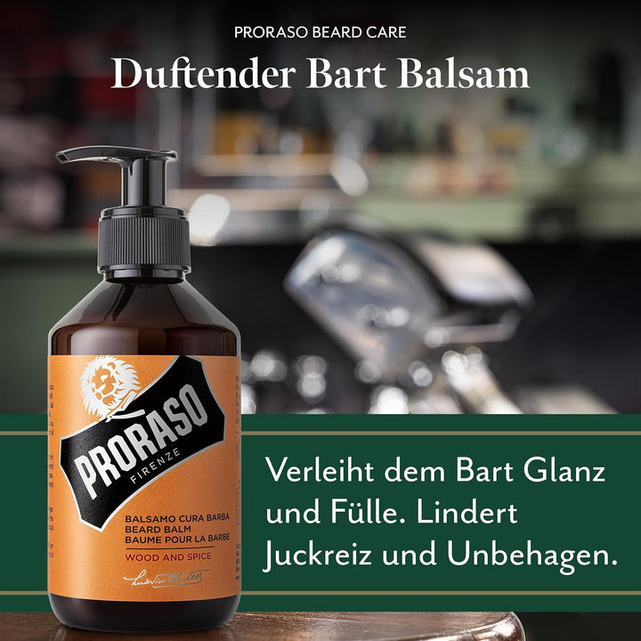 Proraso Beard Balm, Wood and Spice, 300 ml, duftende Bartpflege erweicht und schützt den Bart, Bart