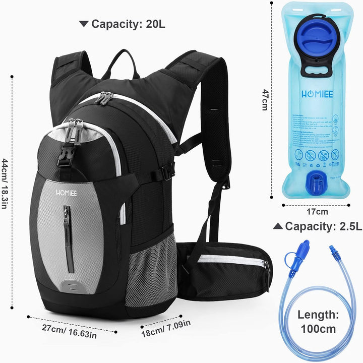 HOMIEE Fahrradrucksack Wasserdichter Ultraleicht für Damen Herren, Sportrucksack mit Regenschutz Hel