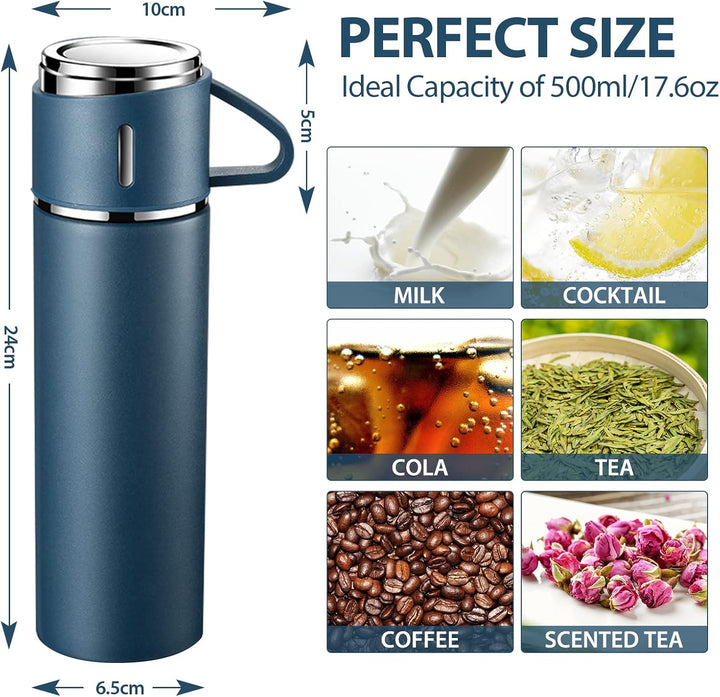 Termosflaschen Edelstahl, Auslaufsichere Thermosflasche, Wasserflasche BPA frei, Isolierflasche 500m