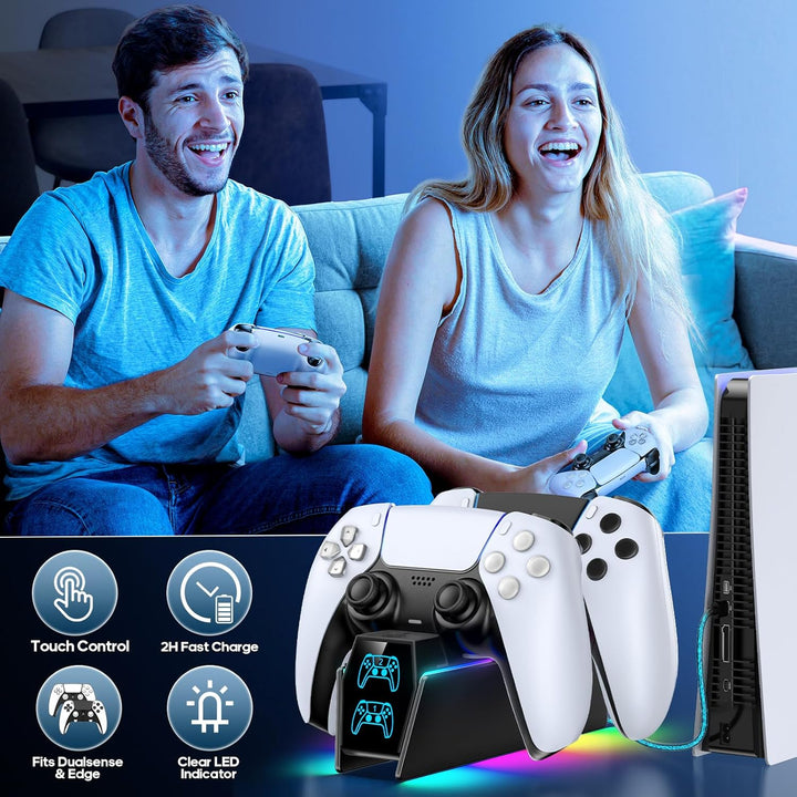 PS5 Controller Ladestation, RGB PS5 Zubehör Ladestationen für PS5 Controller & Edge Controller, PS5