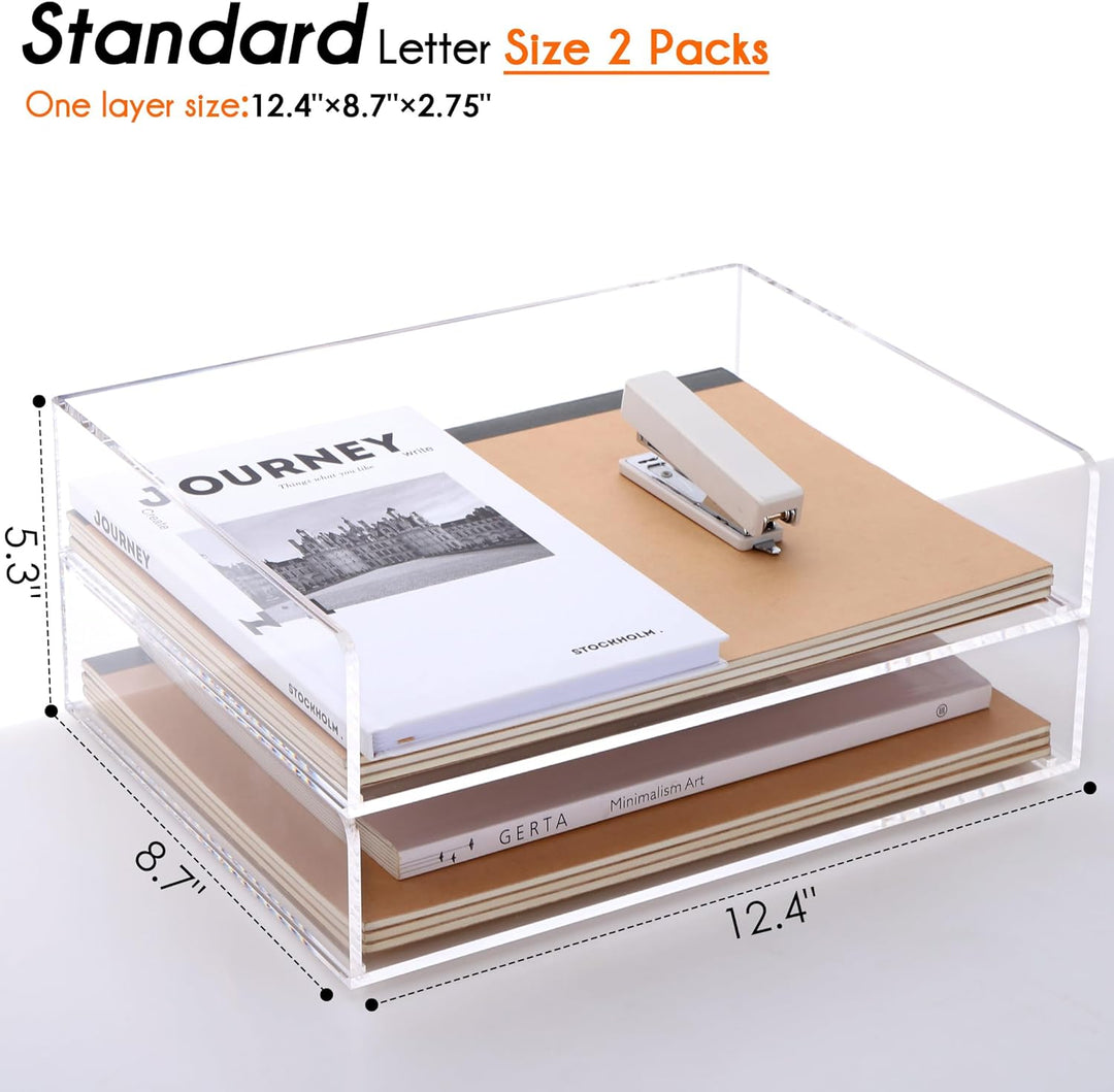 Papier-Organizer-Tablett, transparente Acryl-Schreibtisch-Organizer und Zubehör, Bürobedarf, stapelb