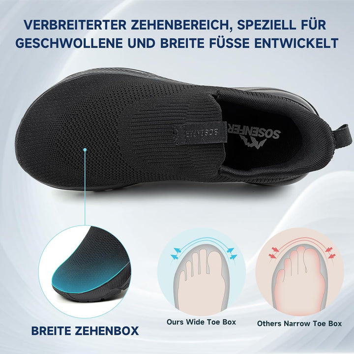 Sosenfer Breite Walkingschuhe Herren Extra Weit Slip On Sneaker rutschfeste Sportschuhe Ohne SchnüRs