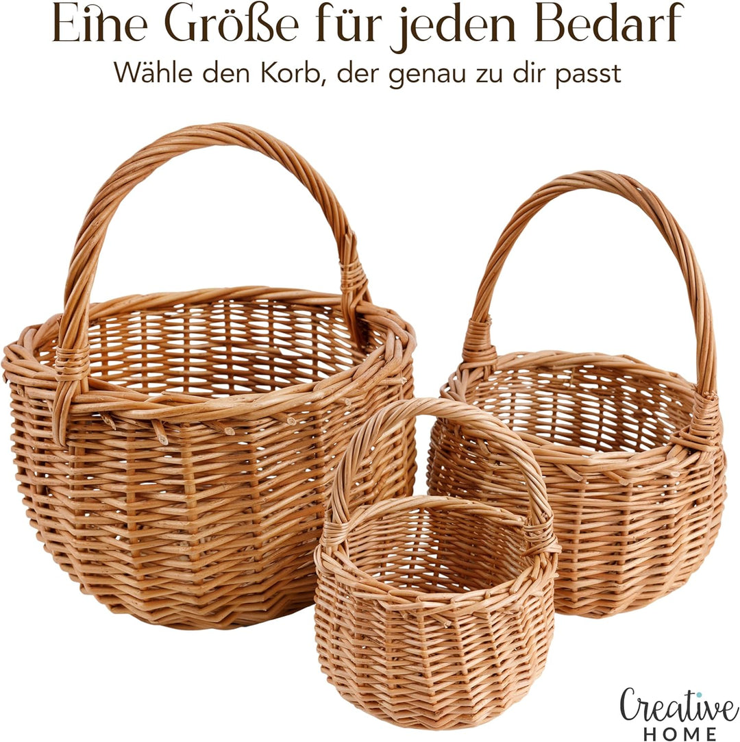 Creative Home Osterkorb Kleiner Weidenkorb mit Henkel | Klein 10 x 10 x 16 cm (+/- 2 cm) | Handgeflo