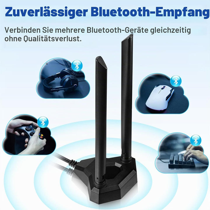 Eightwood Dualband-WLAN-Antenne, 2.4 GHz, 5 GHz, RP-SMA, WLAN-Antenne, magnetischer Sockel, 2 m, Ver