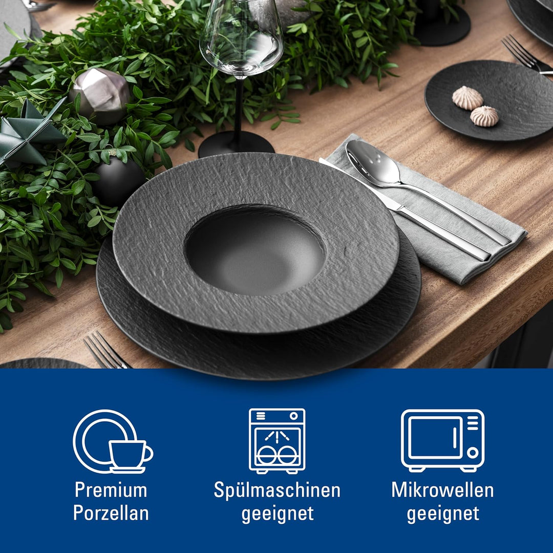 Villeroy &amp; Boch - Manufacture Rock Teller-Set, 6 tlg., Geschirr Set für 2 Personen, Premium Porzell