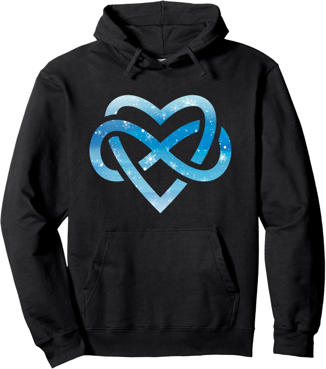 Polyamory blau/weiss Schneeflocke Winter Infinite Heart Love Pullover Hoodie