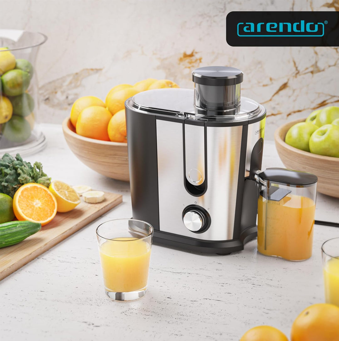 Arendo - Entsafter Edelstahl Obst und Gemüse - Zentrifugaler Entsafter - elektrisch - 2 Geschwindigk