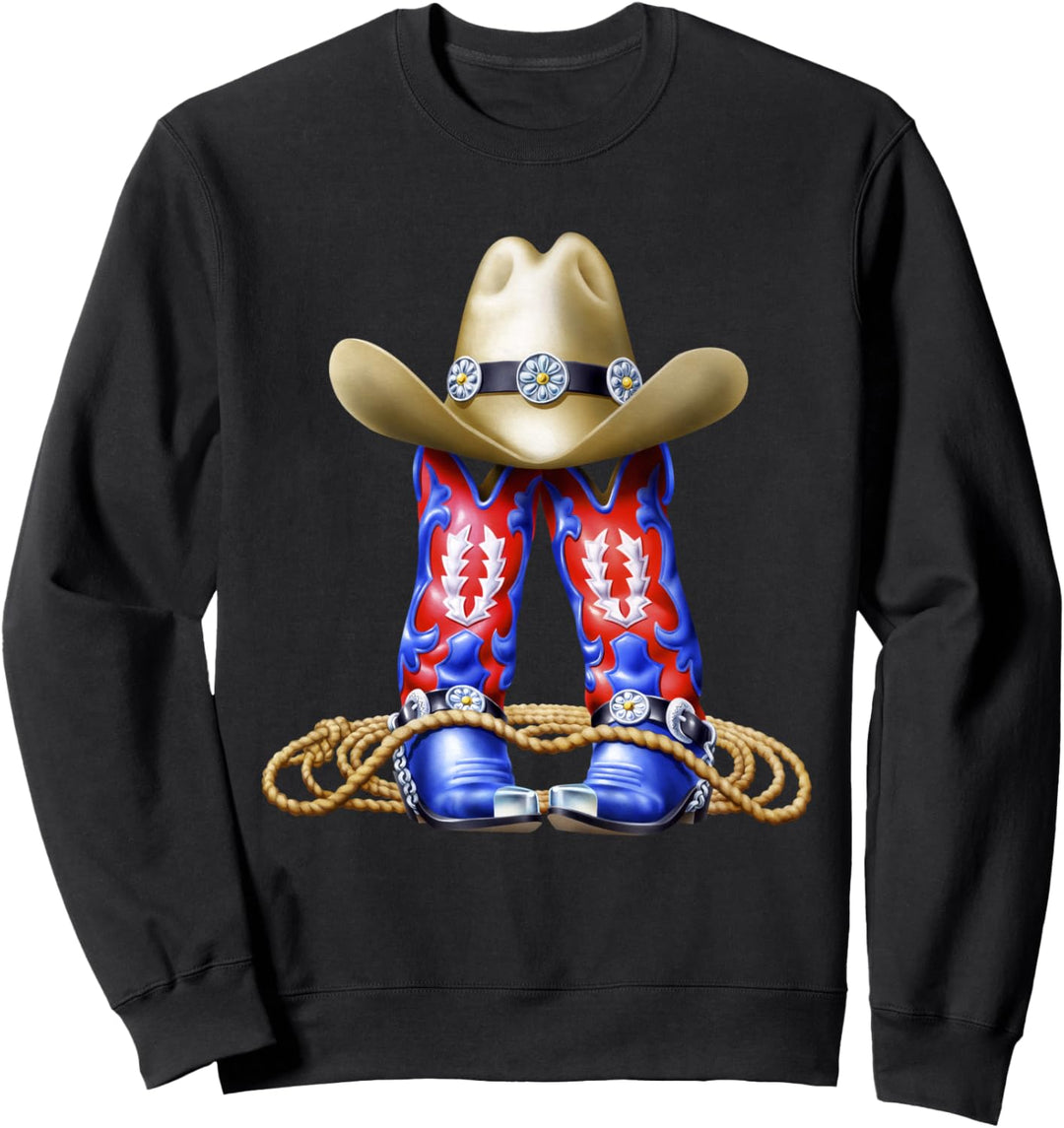 Cowboystiefel Hut Westernpferd Reiter Hirte Rinderfarm Sweatshirt