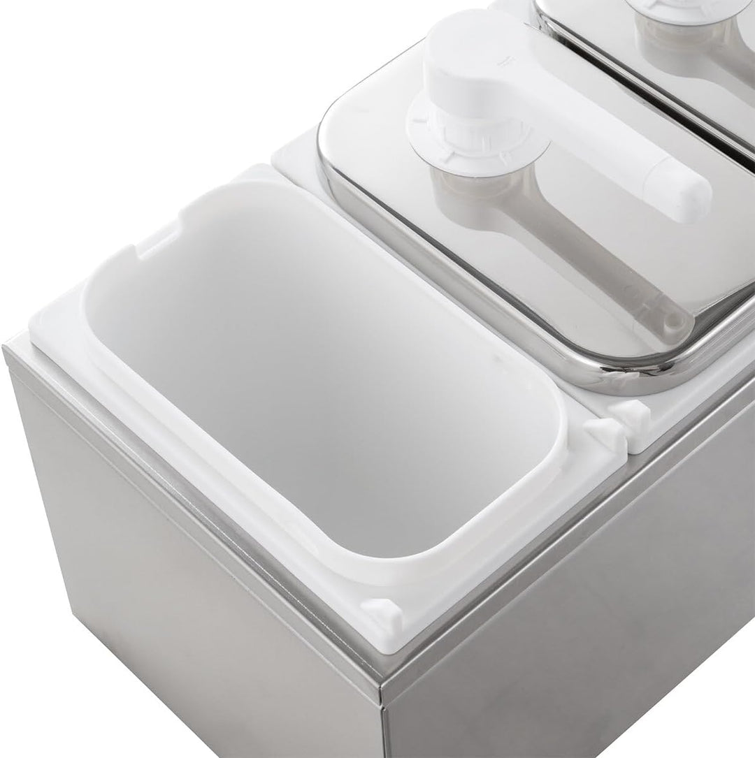 GastroHero Saucenspender 3x 2 Liter – Edelstahl Dosierpumpe & PP-Behälter für Ketchup, Mayonnaise, D