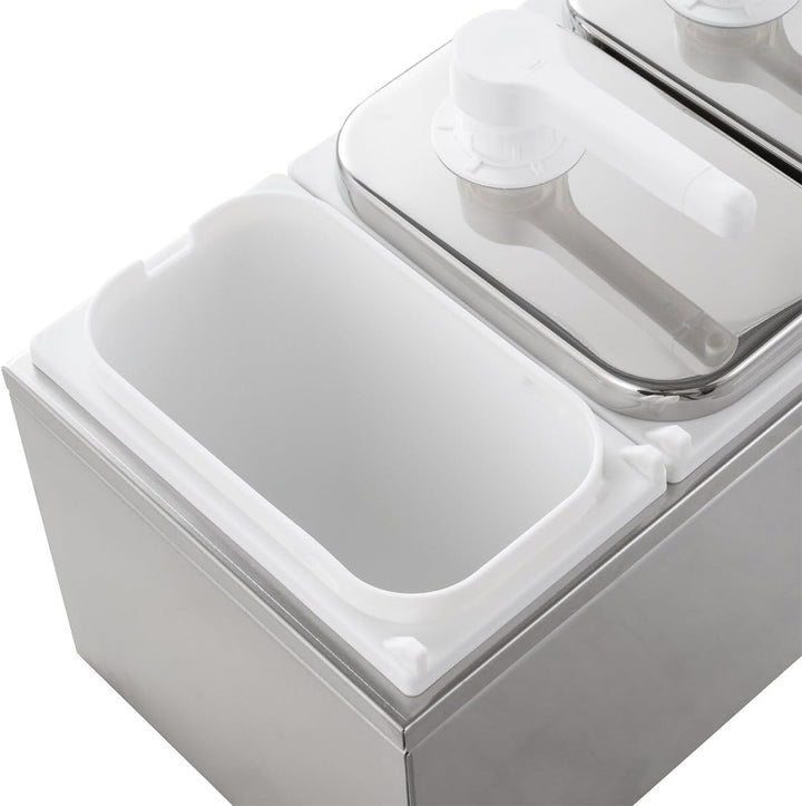 GastroHero Saucenspender 3x 2 Liter – Edelstahl Dosierpumpe & PP-Behälter für Ketchup, Mayonnaise, D