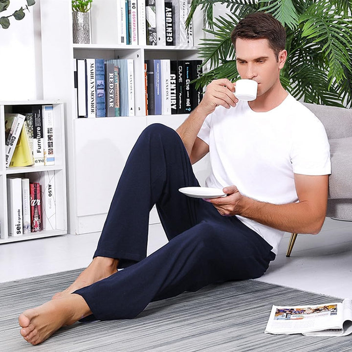 Litherday Schlafanzughose Herren Lang Pyjamahose 100% Baumwolle Nachtwäsche hose Unifarbene Freizeit