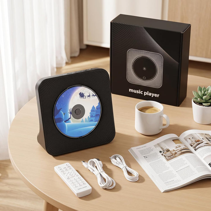 CD Player mit Lautsprecher, Bluetooth 5.0, Radio Schwarz, Schwarz