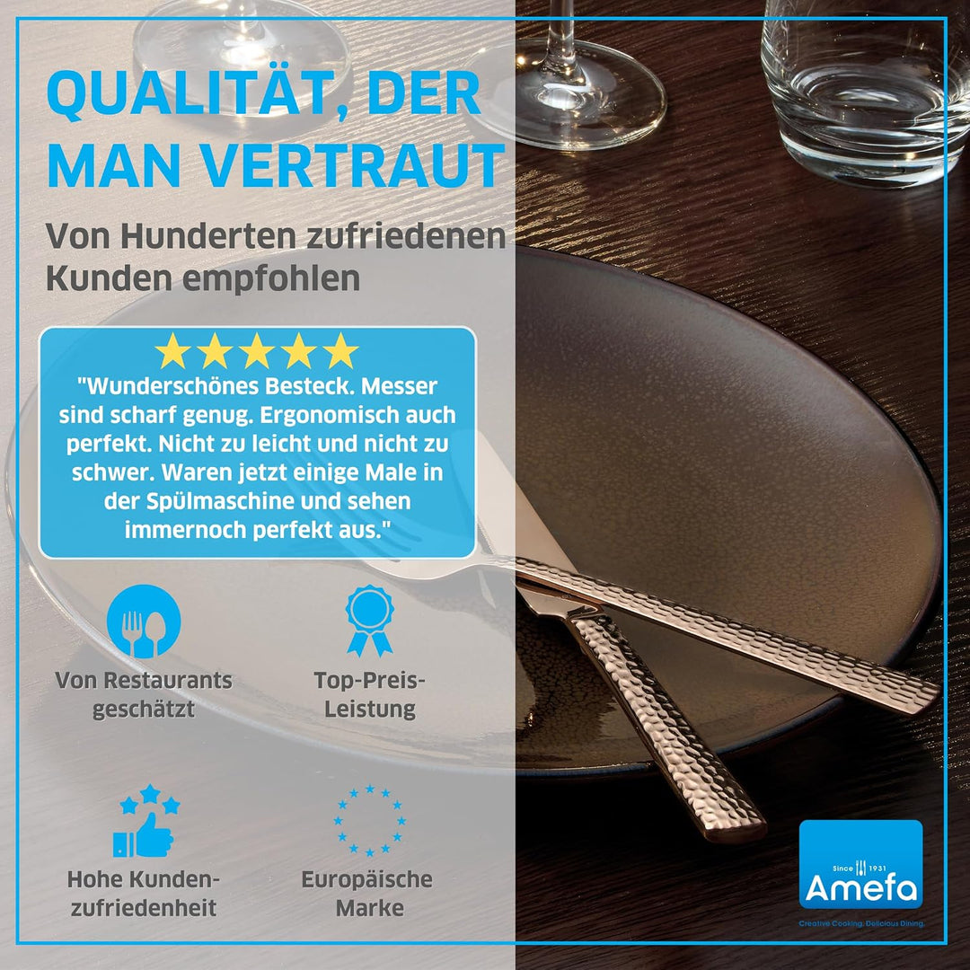 Amefa Besteckset 42-teilig FELICITY | Hochglanzpoliert | Spülmaschinenfest | 18/0 Edelstahl | 13/0 K