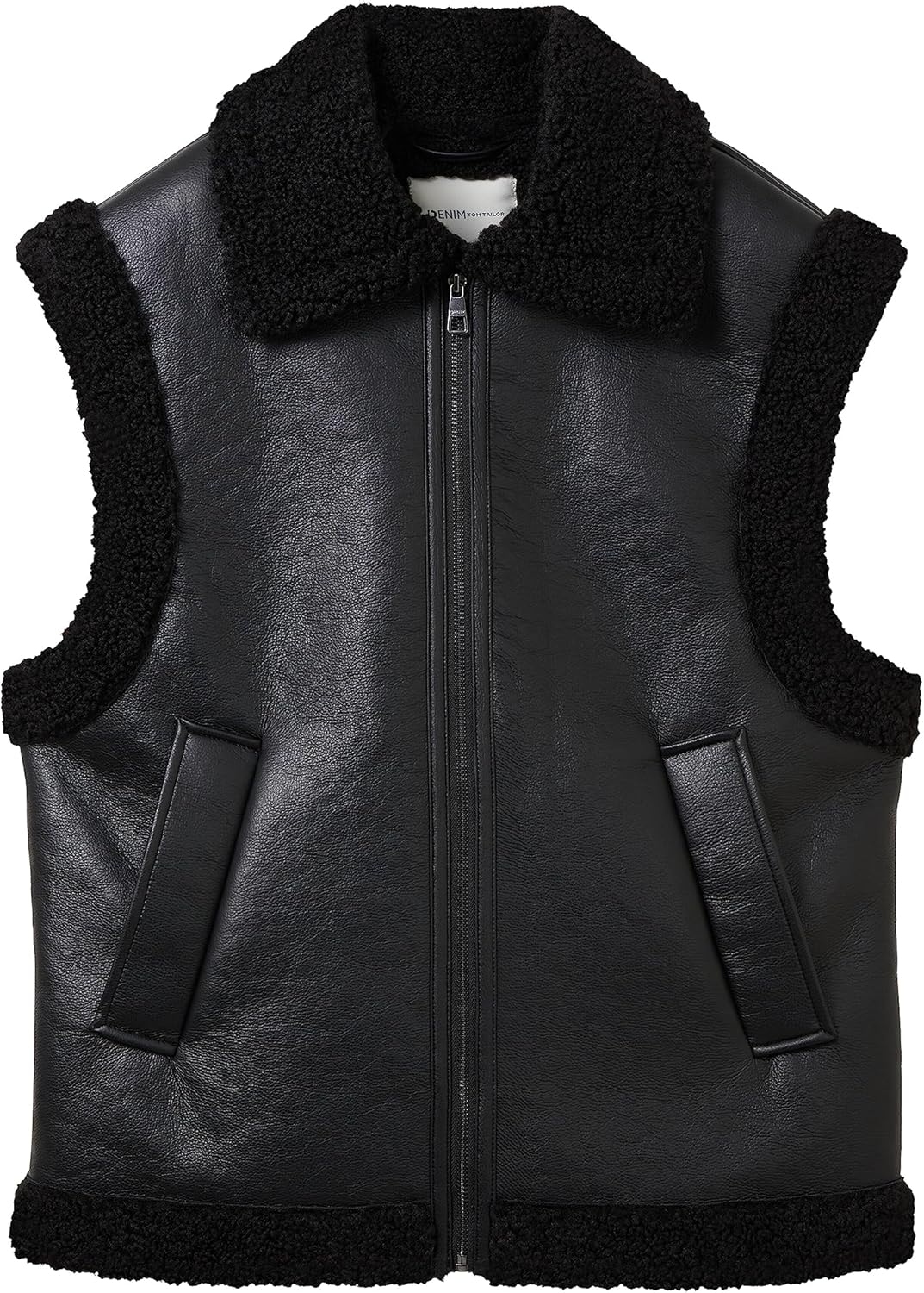 TOM TAILOR Denim Damen Sherling Weste L 14482 - Deep Black, L 14482 - Deep Black