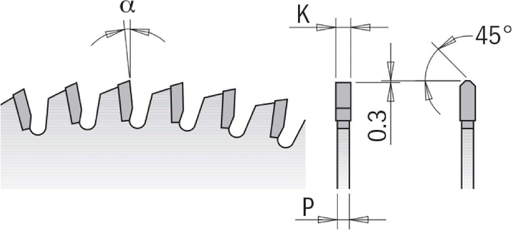CMT Orange Tools Kreissägeblatt HW 315 x 3,2 / 2,5 x 30 Z=96 TCG - 297.096.23M - für eisenfreies Mat