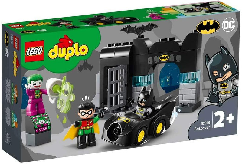 LEGO 10919 DUPLO Super Heroes DC Bathöhle mit Batmobil, Batman, Robin, Joker und Auto, Baby Spielzeu