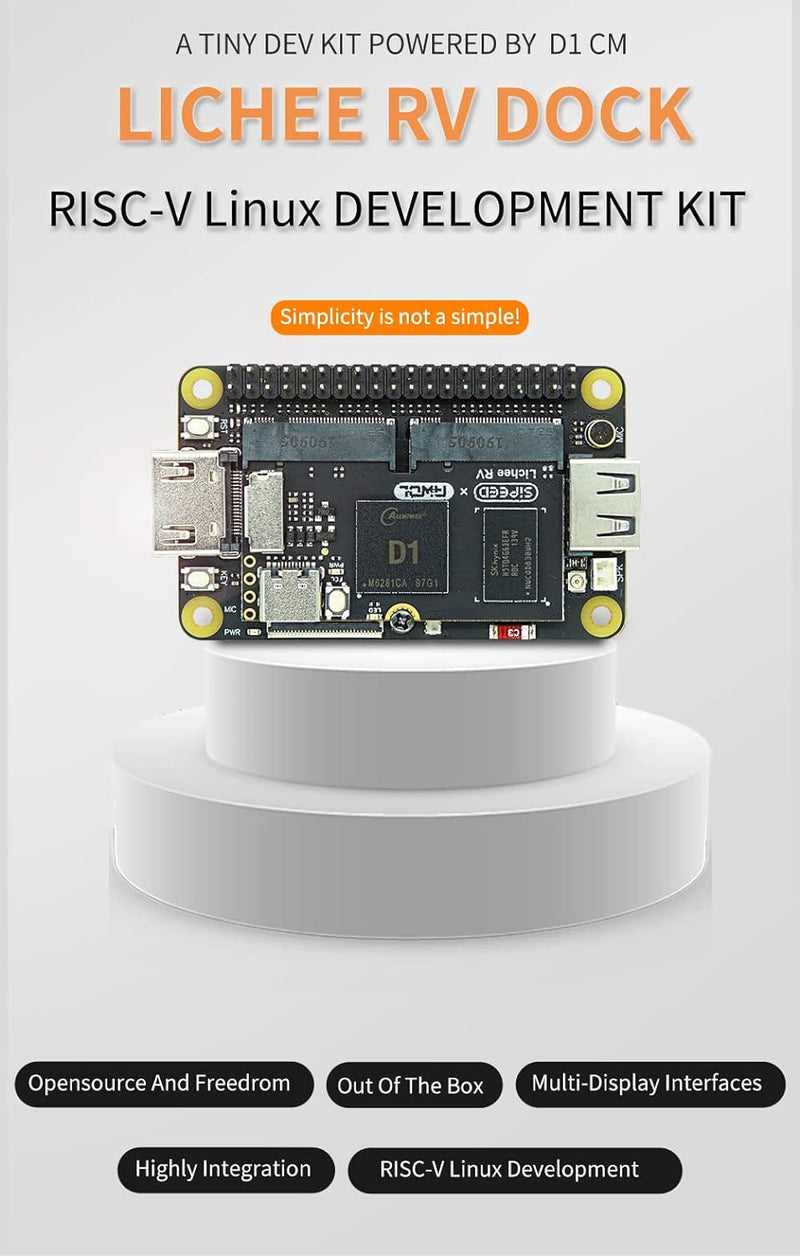 Sipeed RV Dock Allwinner D1 Soc Development Board RISC-V Linux Starter Kit mit 16 Bit 512 MB DDR3 RA