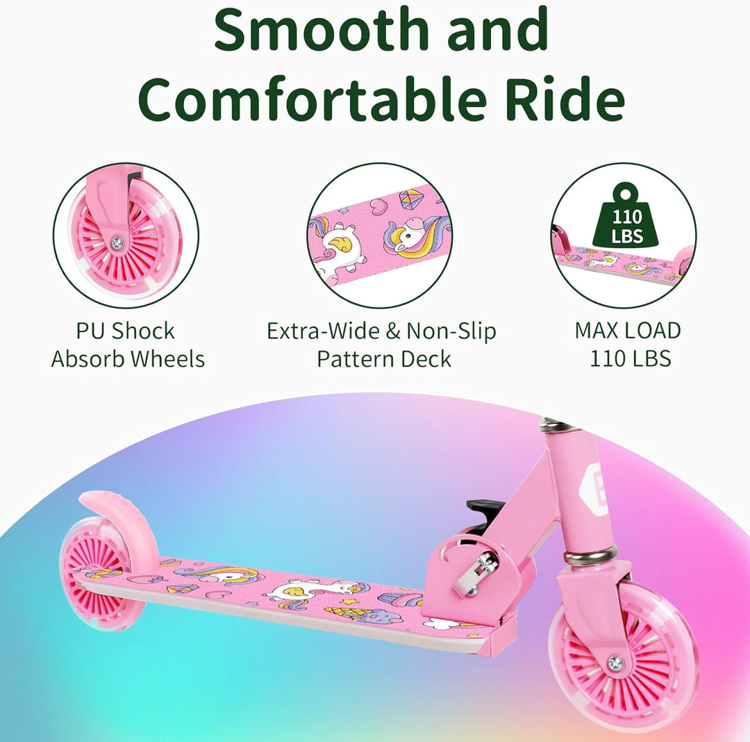 BELEEV V2 Roller Kinder Scooter 6 Jahre, Upgrade mit LED leuchtenden Rädern, Lenksäule und Deck, Höh