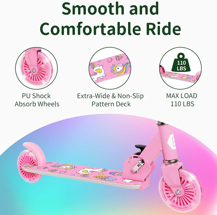 BELEEV V2 Roller Kinder Scooter 6 Jahre, Upgrade mit LED leuchtenden Rädern, Lenksäule und Deck, Höh