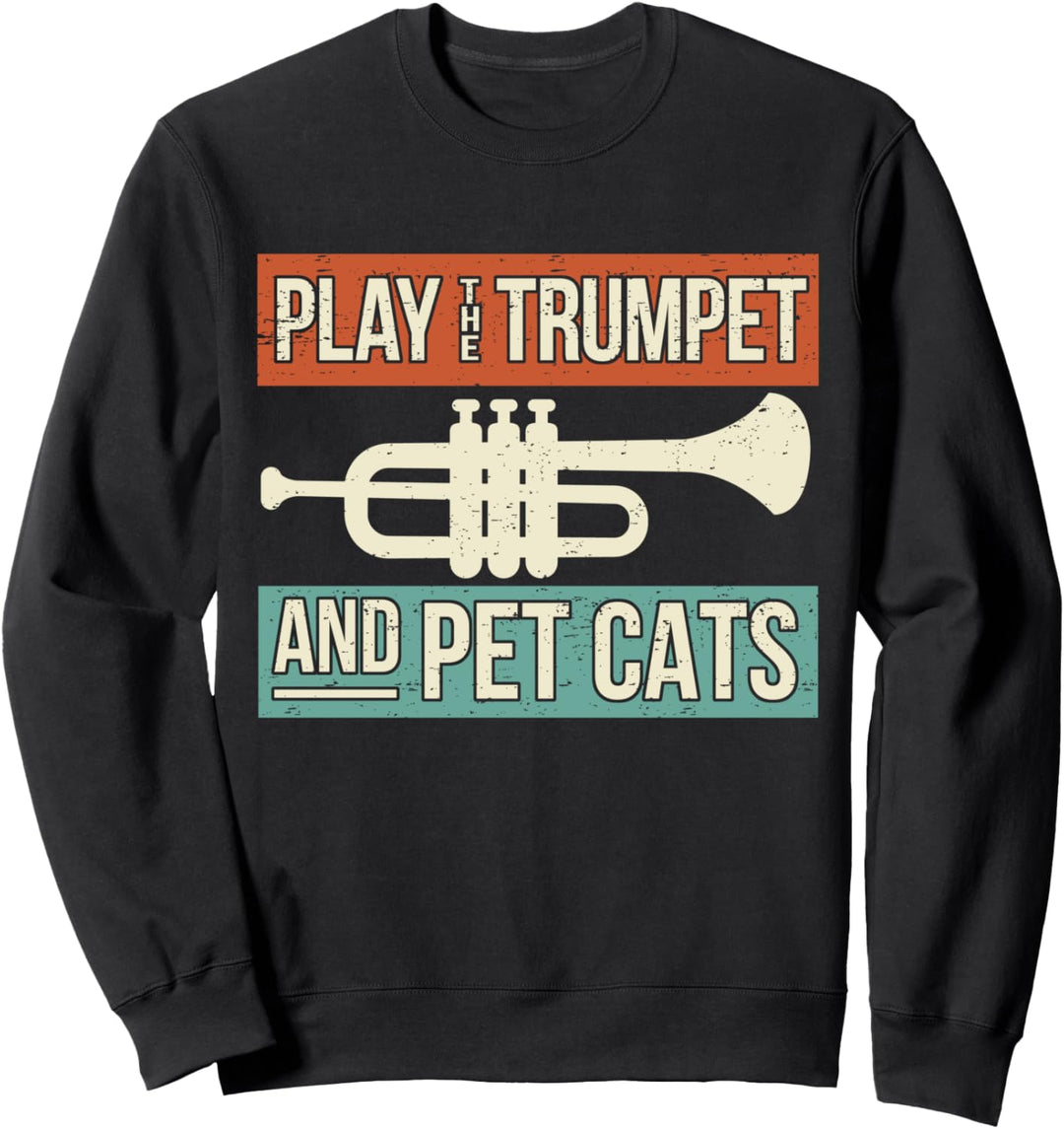 Vintage Trompete Retro Design Katzen & Trompeten Sweatshirt