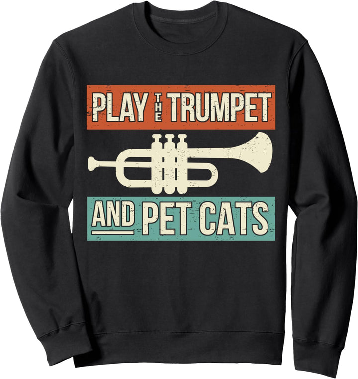 Vintage Trompete Retro Design Katzen & Trompeten Sweatshirt