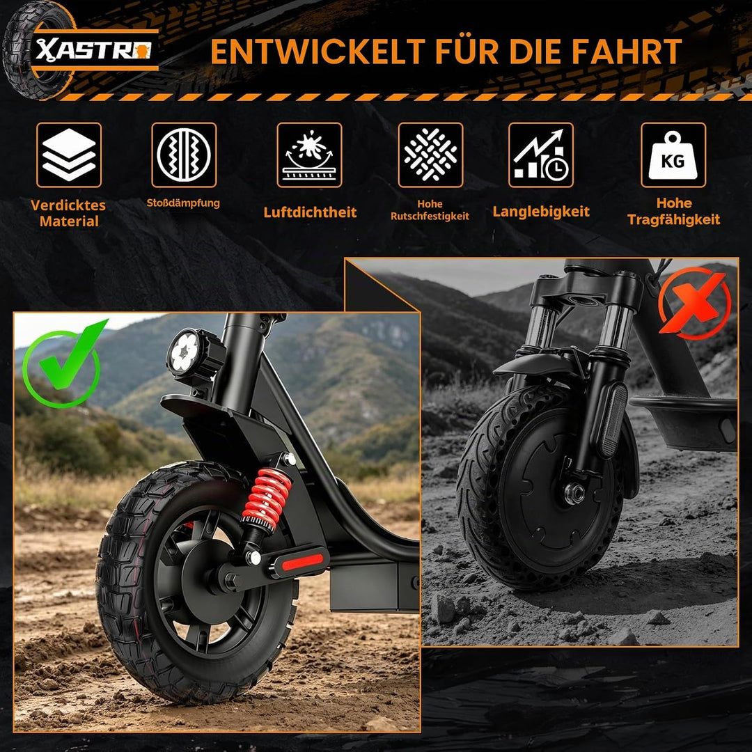 Xastro 2 PCS 255x80 Aussenreifen Reifen 2 PCS 10x2.5 Schlauch 80/65-6 E Scooter Reifen 255x80 Offroa